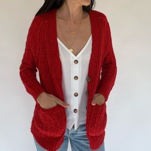 Moth for Anthropologie red Cardigan